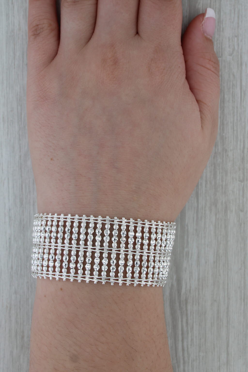 Mesh Chain Statement Bracelet Sterling Silver 7.5" 28.8mm Milor Italy