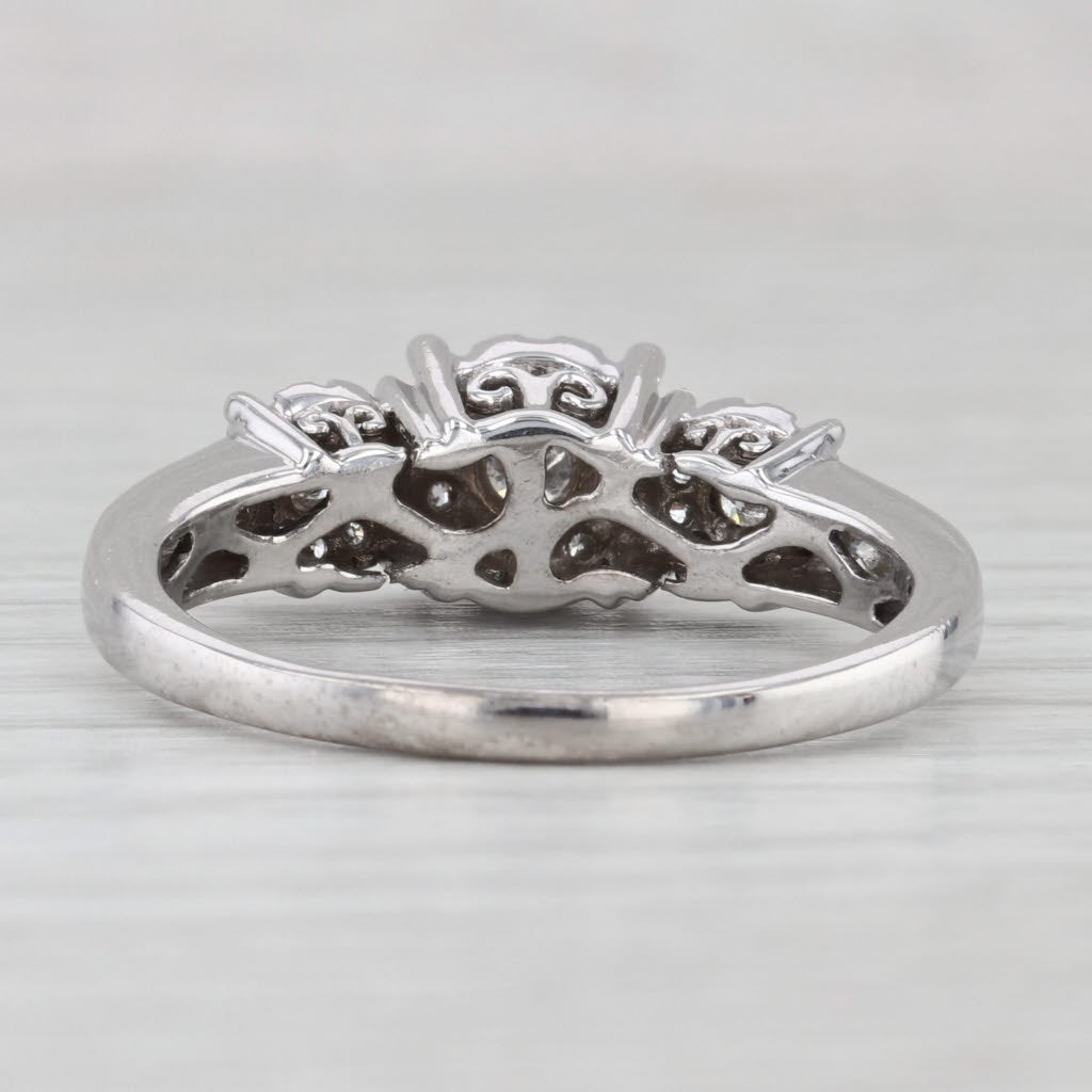 Light Gray 1.04ctw 3-Stone Diamond Halos Ring 14k White Gold Size 10.5 Engagement
