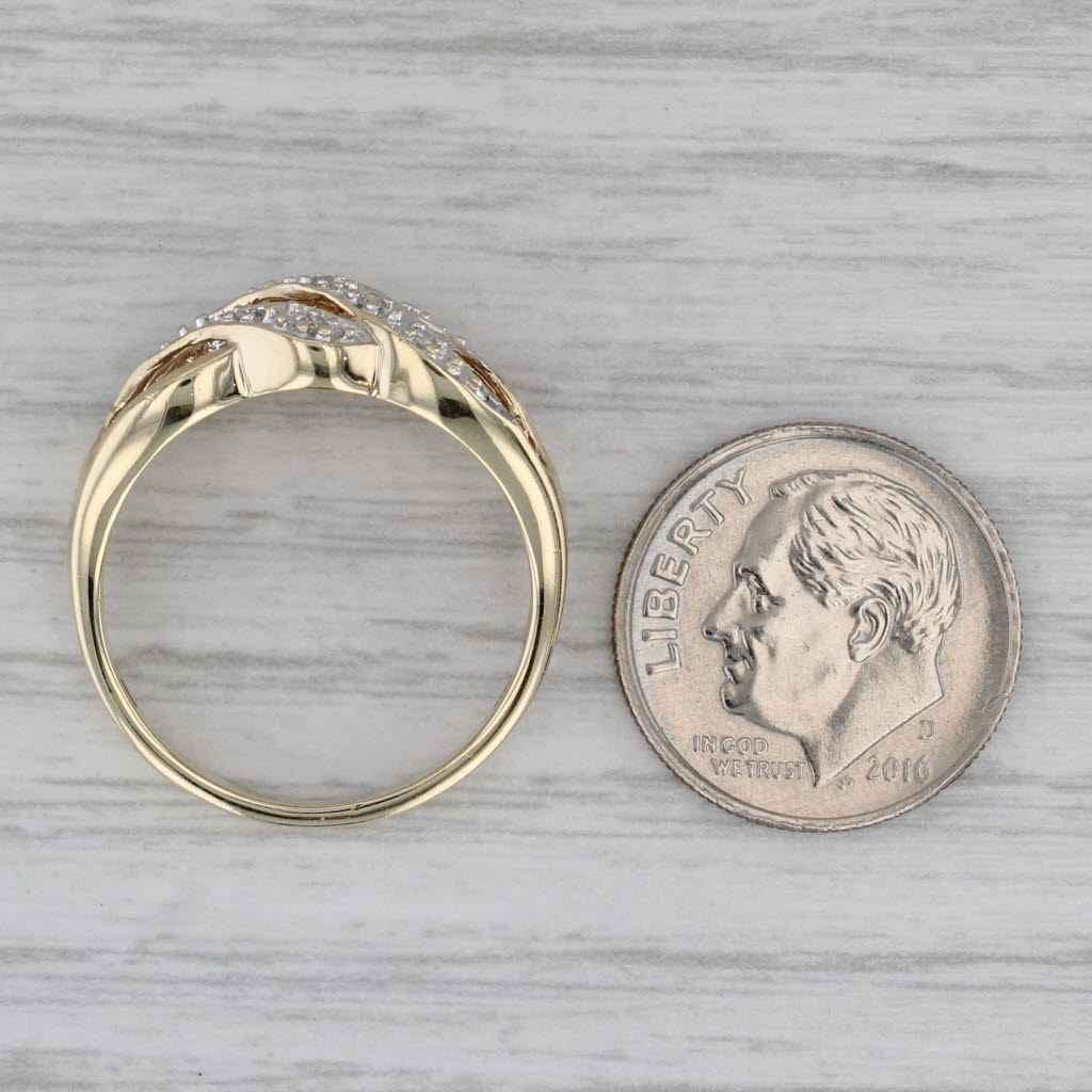 Gray Scalloped Diamond Ring 10k Yellow Gold Size 8.25