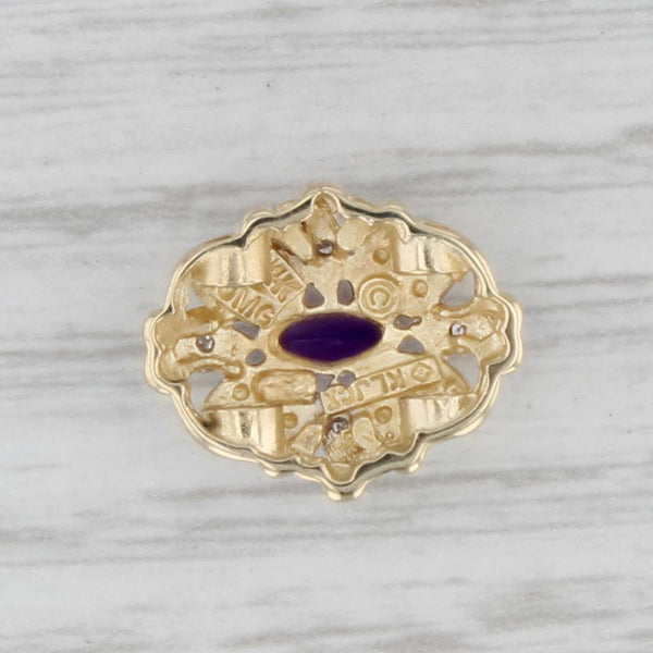 Vintage Richard Klein 0.22ct Amethyst Diamond Slide Bracelet Charm 14k Gold