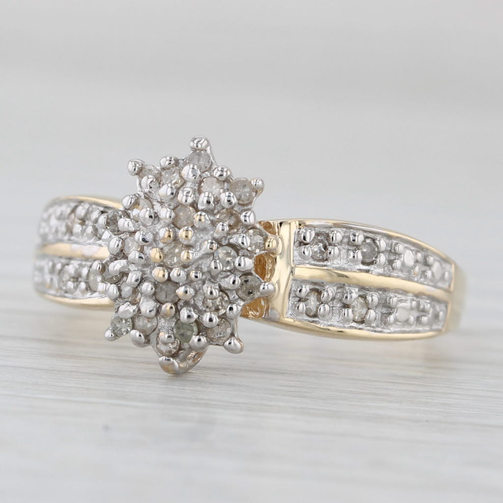 Light Gray Diamond Cluster Ring 10k Yellow Gold Size 9 Engagement