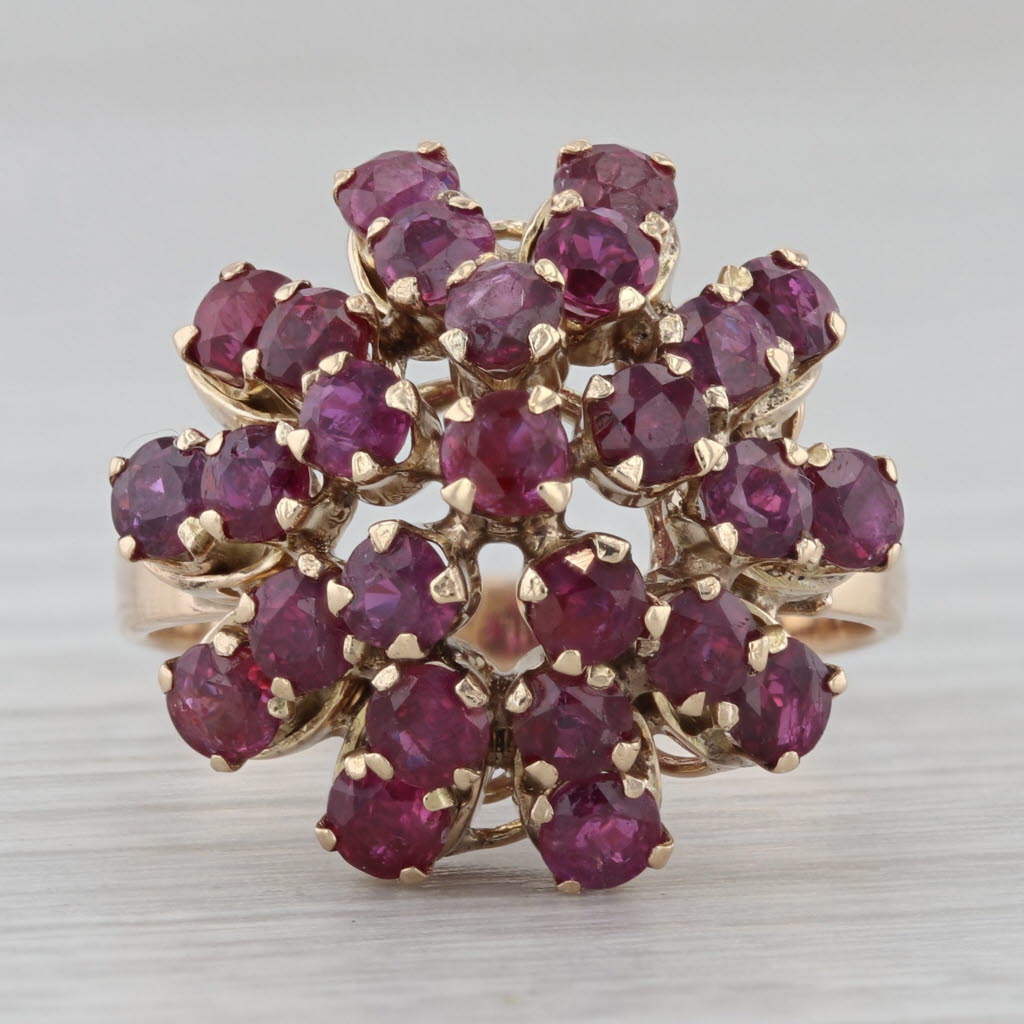 Gray 2.70ctw Ruby Flower Cluster Ring 14k Yellow Gold Size 6.75