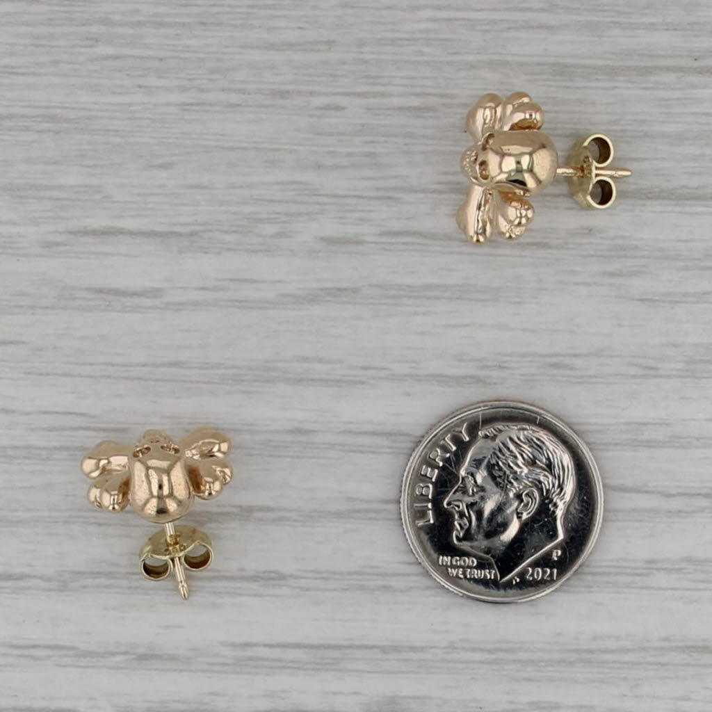 Skull Cross Bones Stud Earrings 14k Yellow Gold Gothic Biker Studs