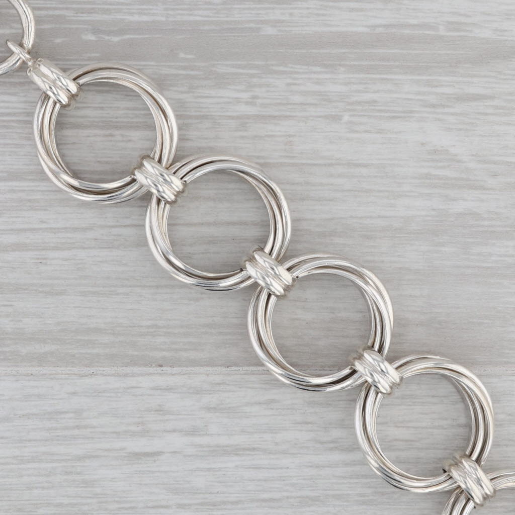 Silpada Woven Circle Link Statement Bracelet Sterling Silver 8.5" Retired B1235