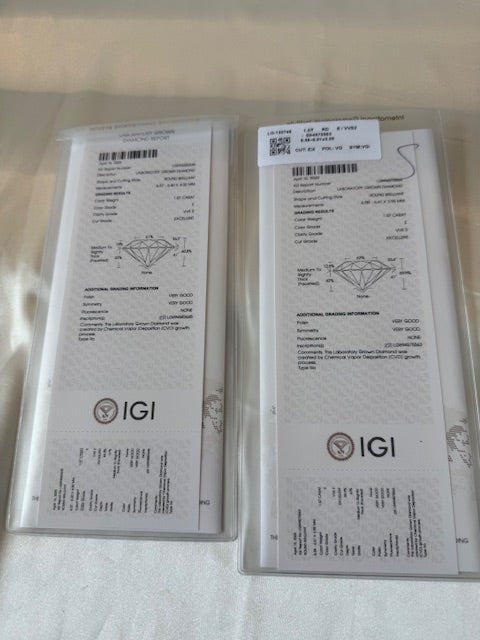 Dark Gray New 2.14ctw Round Lab Created Diamond Stud Earrings 14k White Gold VVS2 E IGI