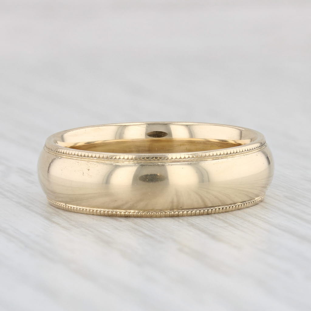 Light Gray Classic Men's Wedding Band 14k Yellow Gold Size 9 Comfort Fit Ring