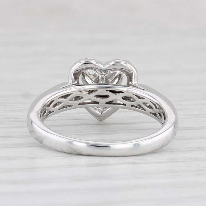 0.56ctw Diamond Heart Halo Ring 14k White Gold Size 5.5 Engagement