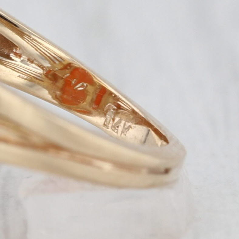 Orange Jadeite Jade Citrine Diamond Ring 14k Yellow Gold Size 7