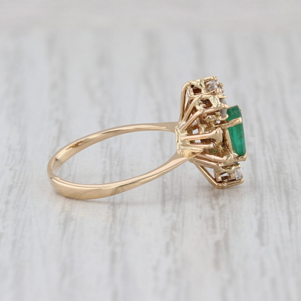 0.47ctw Pear Emerald Diamond Halo Ring 18k Yellow Gold Size 5