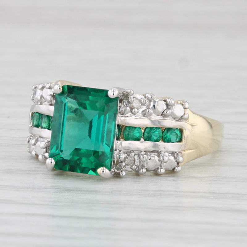 Light Gray 2.37ctw Lab Created Emerald Diamond Ring 10k Yellow Gold Size 7.25