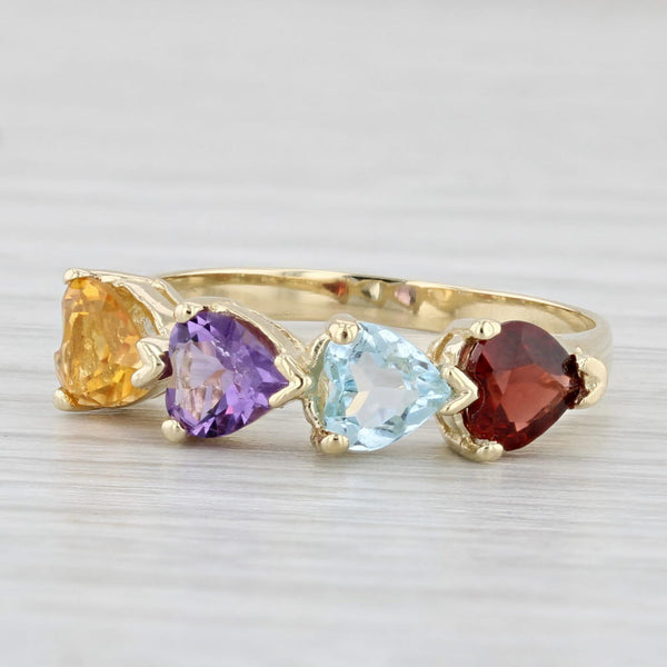 2ctw Gemstone Hearts Ring 14k Yellow Gold Size 8 Citrine Amethyst Topaz Garnet