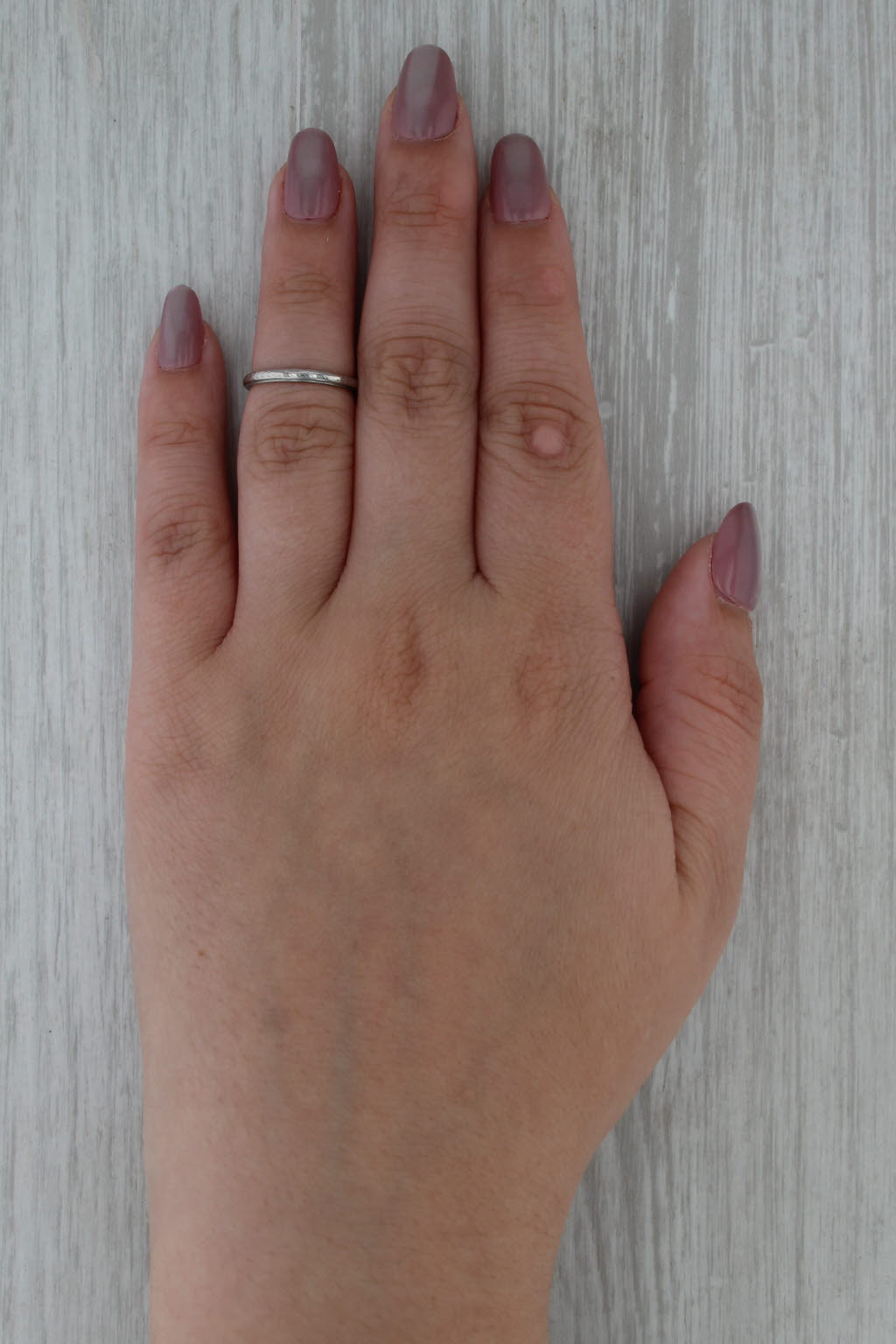 Art Deco Wheat Pattern Ring Platinum Wedding Band Stackable Size 4.5