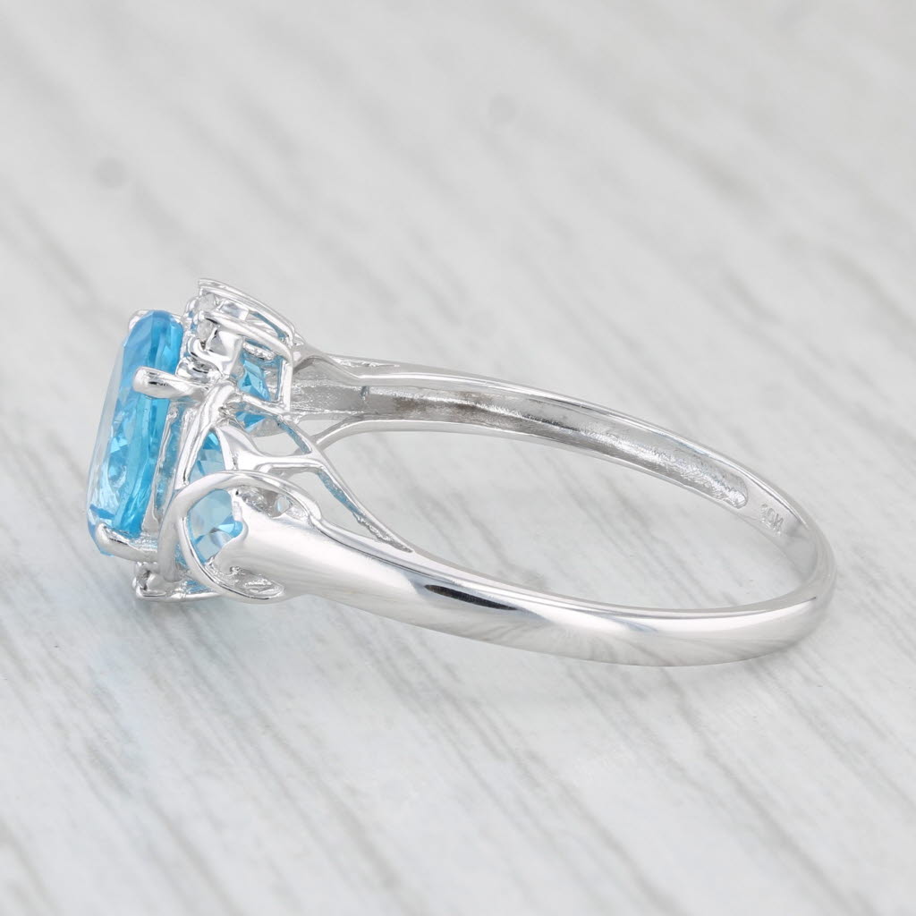 Light Gray 3.12ctw Oval Blue Topaz Ring 10k White Gold Size 10