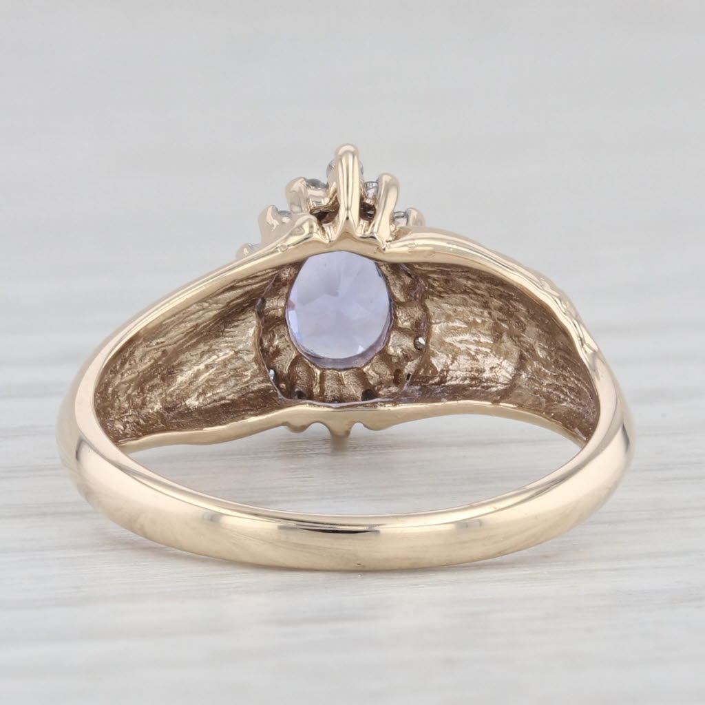 Light Gray 0.55ctw Pear Tanzanite Diamond Halo Ring 10k Yellow Gold Size 7.25