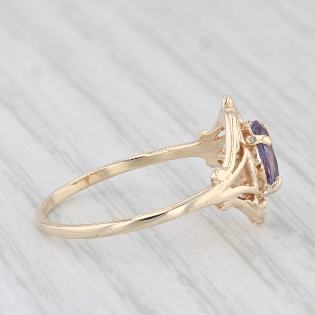 Light Gray 0.66ct Lab Created Purple Sapphire Ring 10k Yellow Gold Size 5.75 Oval Solitaire