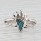 Turquoise Tribal Bear Claw Ring Sterling Silver Size 5.75 Vintage Southwestern