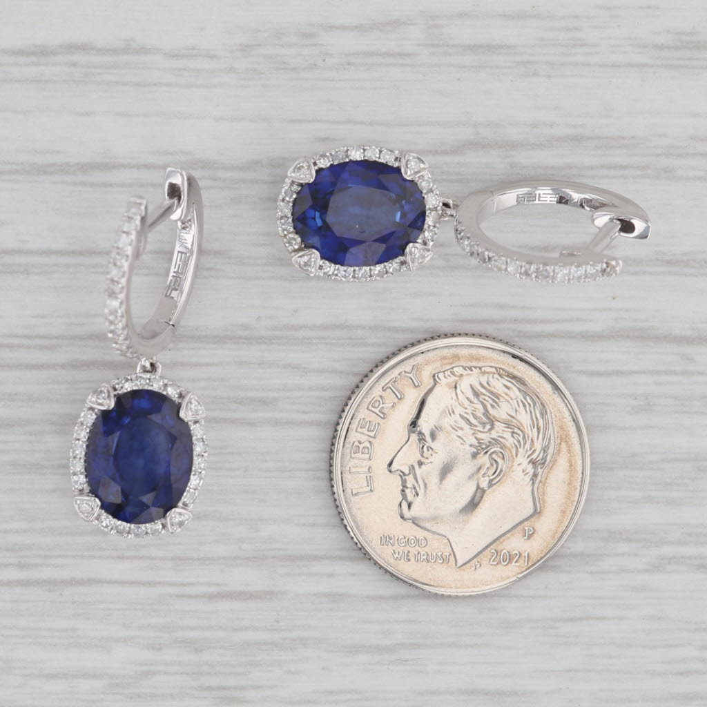 Gray Effy 4.42ctw Blue Lab Created Sapphire Diamond Halo Drop Earrings 14k White Gold