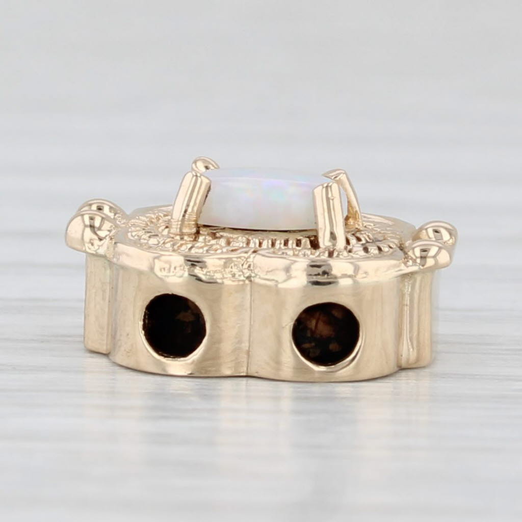 Light Gray Oval Opal Solitaire Slide Bracelet Charm 14k Gold Richard Glatter Old Victoria