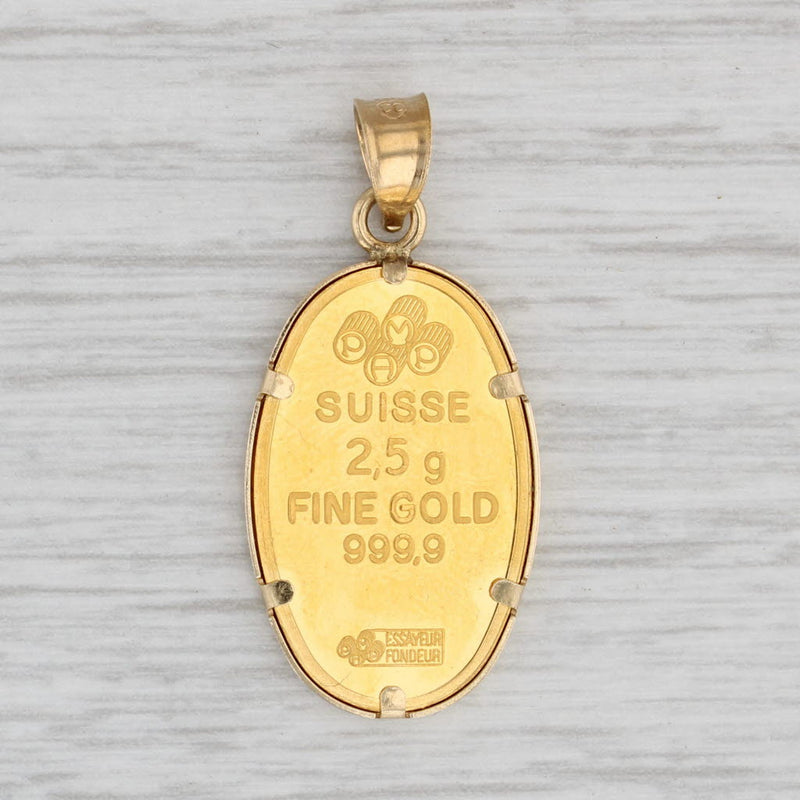 Swiss Gold Pendant Colorized Figure 14k 999 Fine Gold Pamp Suisse 2.5 Grams