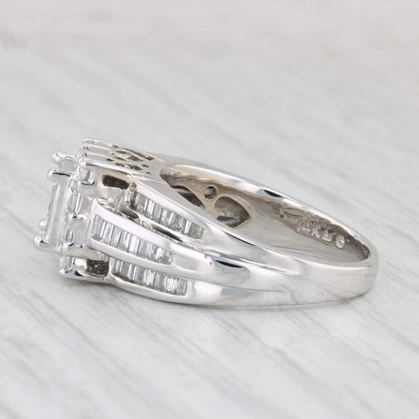1.10ctw Princess Diamond Halo Engagement Ring 14k White Gold Size 7