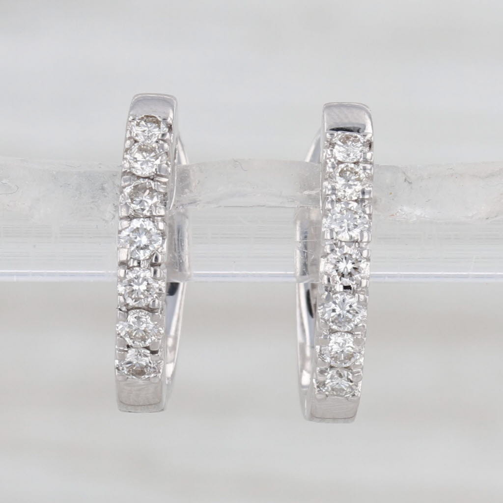 0.37ctw Diamond Hoop Earrings 18k White Gold Lever Backs Drops