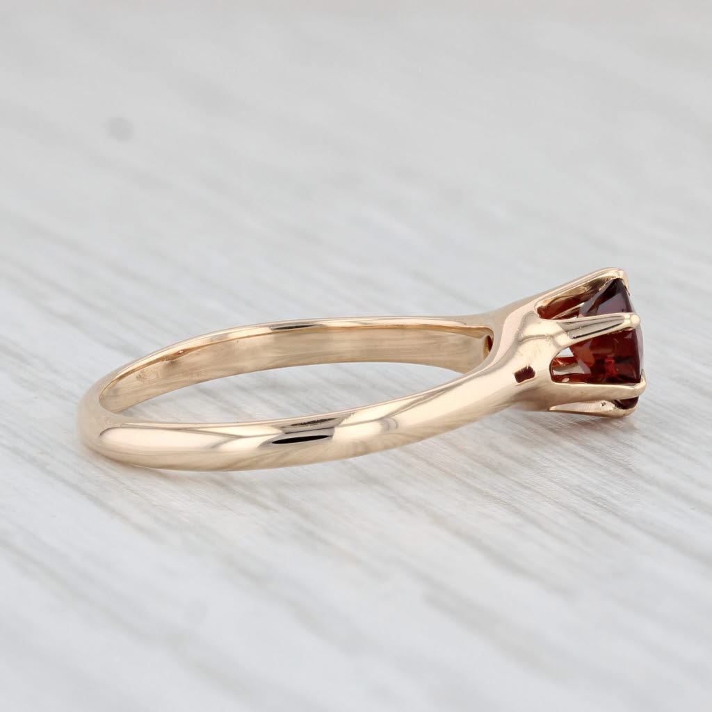 Light Gray Antique Round Garnet Solitaire Ring 14k Yellow Gold Size 6.25