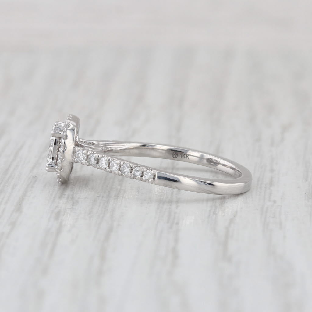 0.39ctw Diamond Halo Engagement Ring 14k White Gold Size 7 Cathedral Band