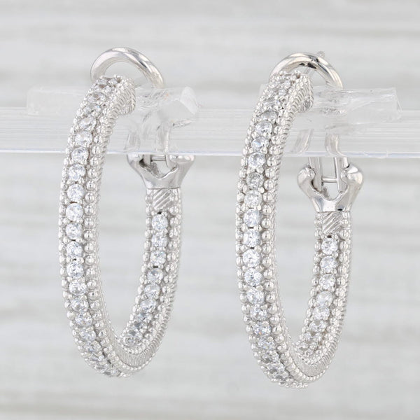Judith Ripka 1ctw Cubic Zirconia Inside Out Hoop Earrings Sterling Silver Hoops