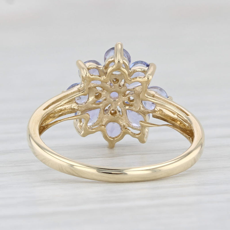 Light Gray 1.06ctw Tanzanite Flower Cluster Ring 14k Yellow Gold Size 7 Diamond Accents