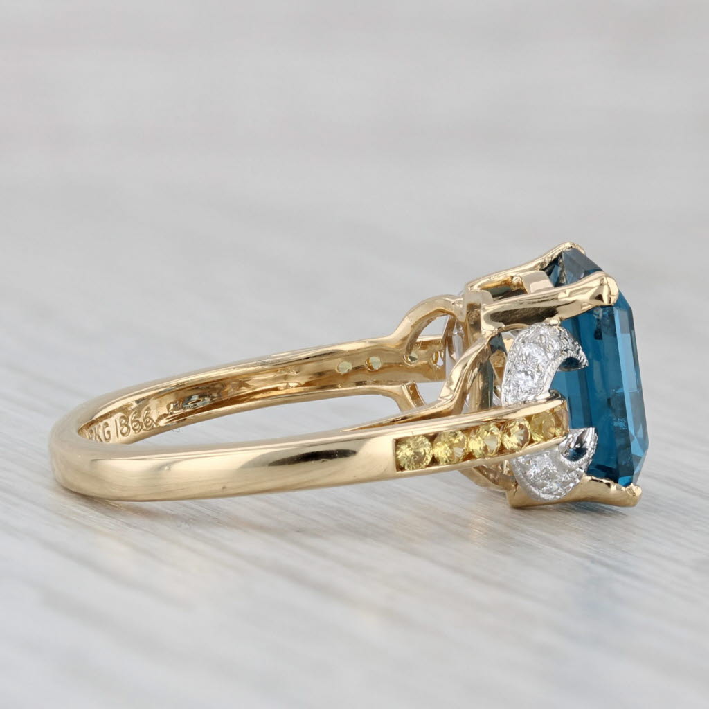 Gray Krementz 3.76ctw Lab Created Blue Spinel Diamond Sapphire Ring 18k Gold Sz 6.75