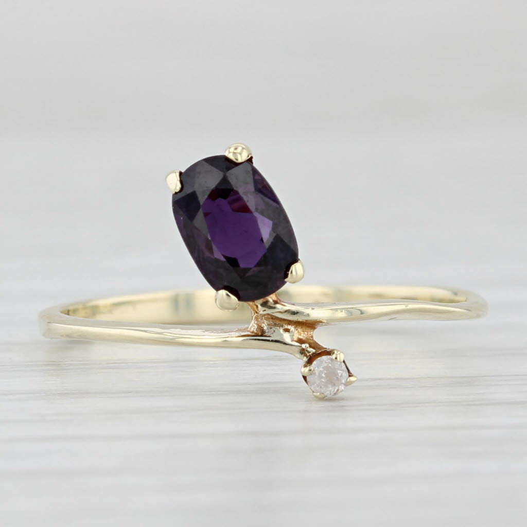 Light Gray Purple Fantasy Sapphire Diamond Ring 14k Yellow Gold Size 6.5 Bypass