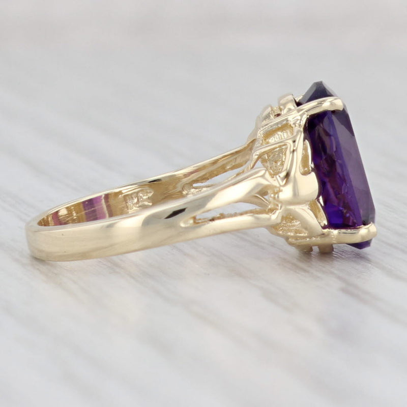 Light Gray 4.35ct Oval Amethyst Ring 14k Yellow Gold Size 6 February Birthstone