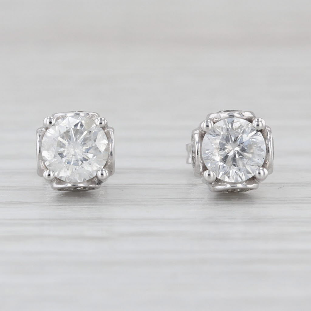 1.80ctw Diamond Stud Earrings 14k White Gold Studs