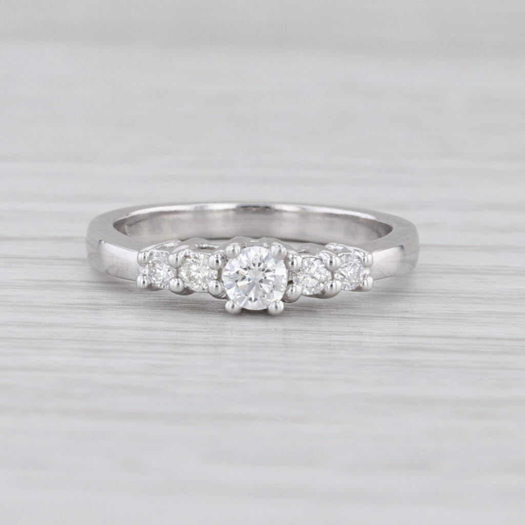 0.33ctw Diamond Engagement Ring 14k White Gold Size 6 Stackable 5-Stone