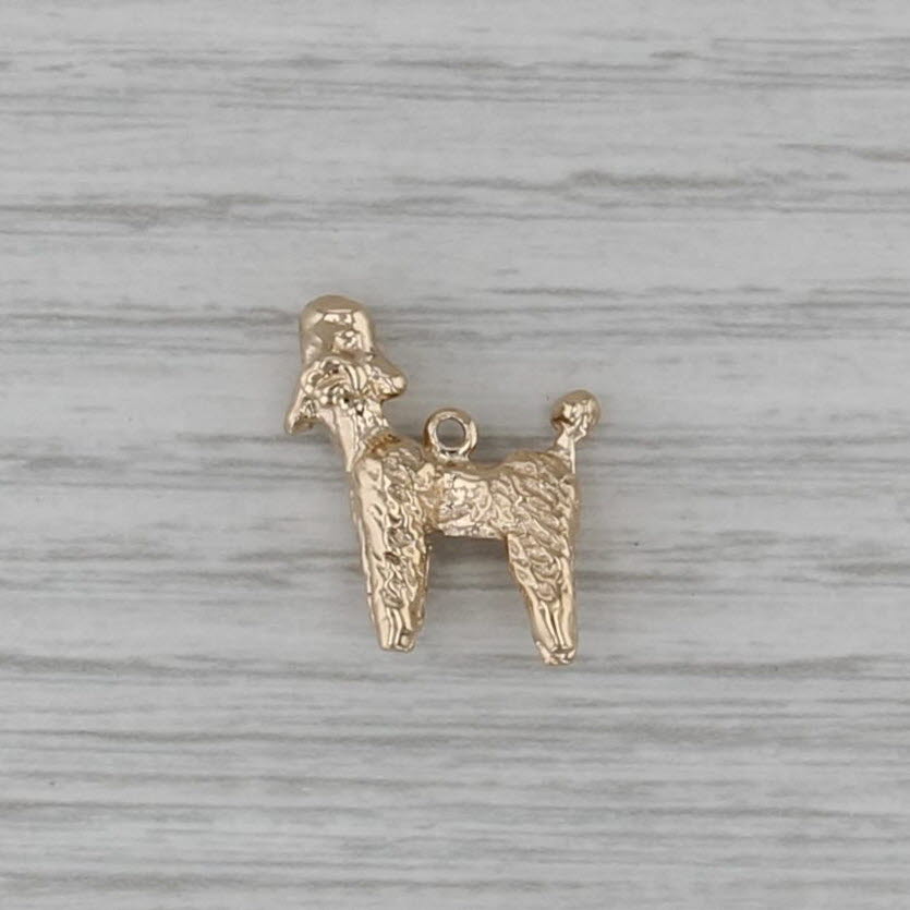Small Poodle Charm 14k Yellow Gold 3D Dog Pendant
