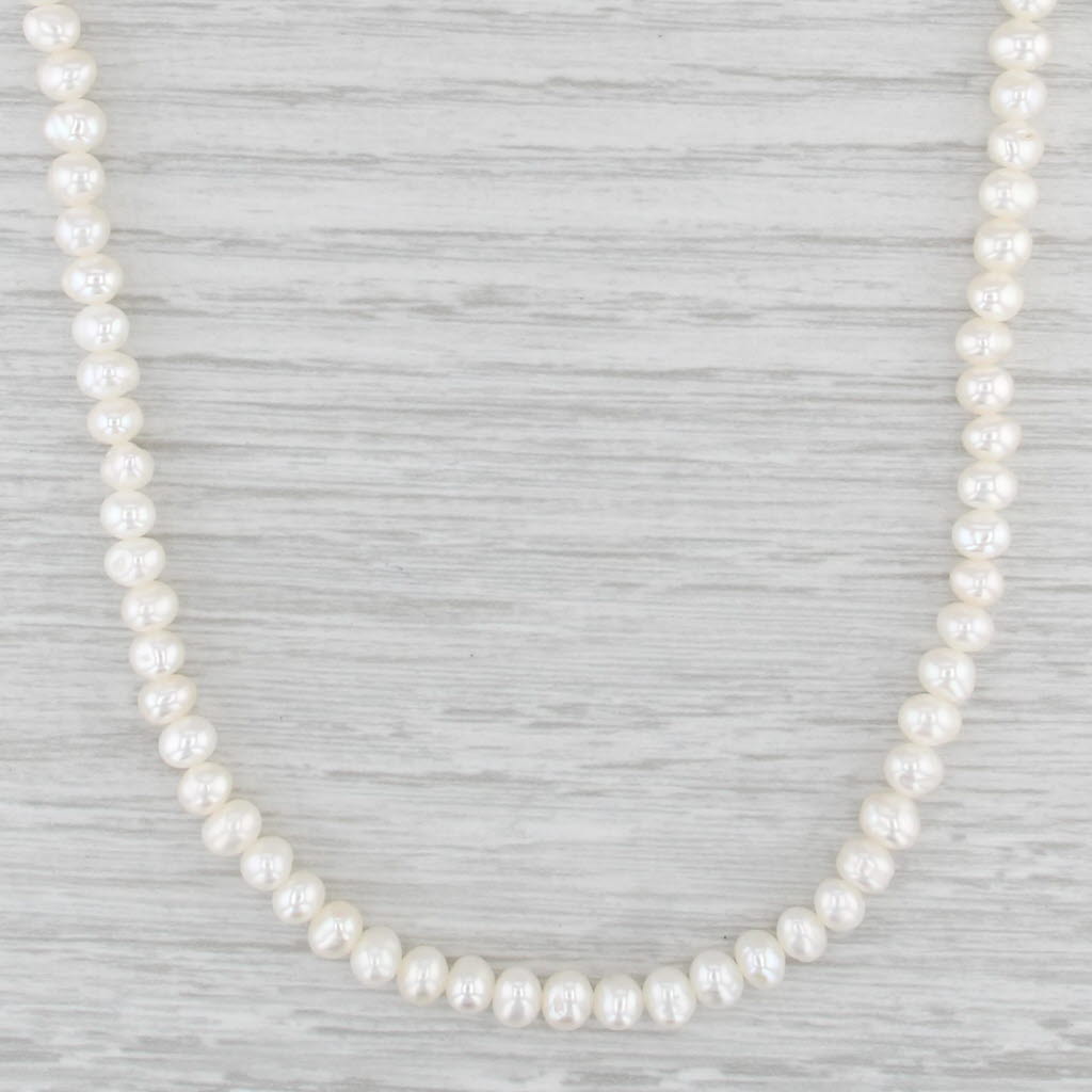 Feshwater Cultured Pearl Single Strand Necklace 14k Yellow Gold Clasp 18.25"