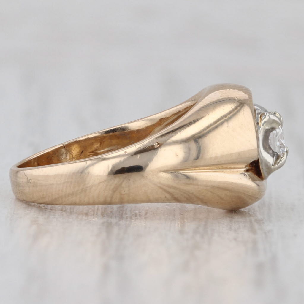 Gray 0.20ct Round Diamond Solitaire Ring 14k Yellow Gold Size 6.25 Vintage