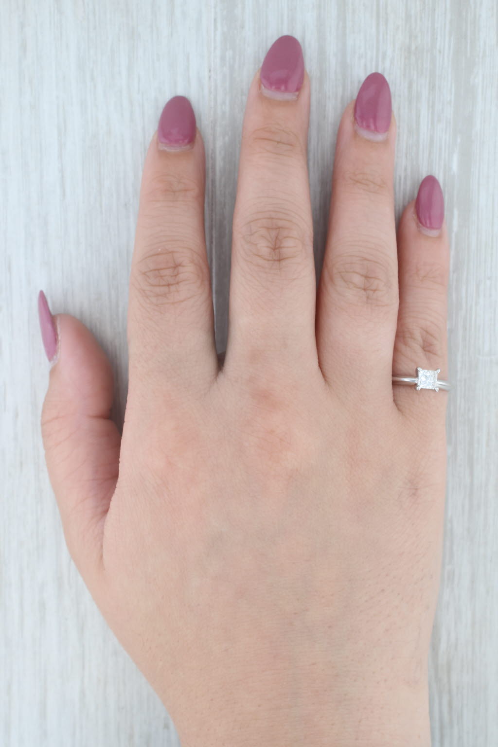 Gray 0.50ct Princess Diamond Solitaire Engagement Ring 14k White Gold Size 6.5