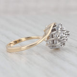 Light Gray 0.50ctw Diamond Cluster Bypass Ring 14k Yellow Gold Size 6