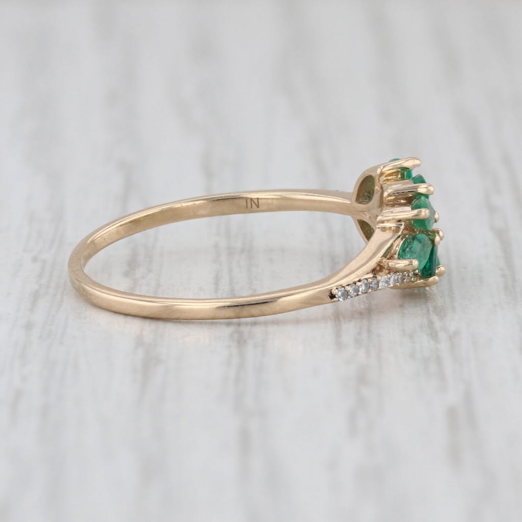 0.96ctw Marquise Emerlad Diamond Ring 14k Yellow Gold Size 9 Floral
