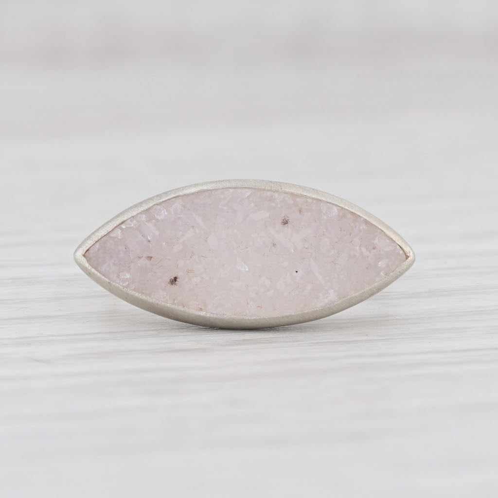 New Nina Wynn Ring Druzy White Quartz Sterling Silver Size 7 Statement