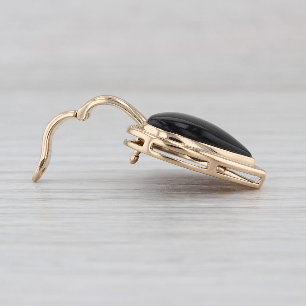 Onyx Cabochon Heart Pendant 14k Yellow Gold Enhancer Clip Bail