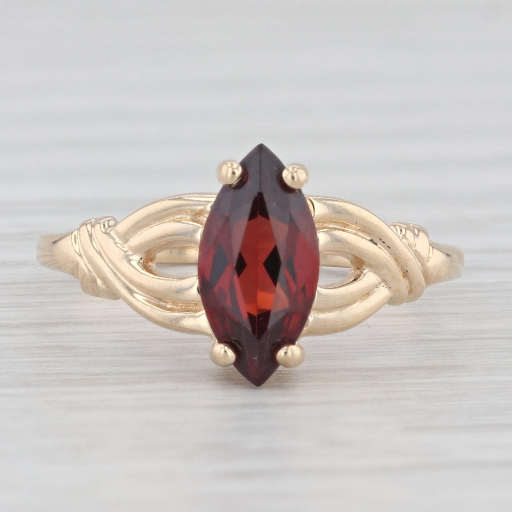 Light Gray 1.30ct Marquise Garnet Solitaire Ring 14k Yellow Gold Size 6.25