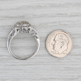 Gray 0.29ctw Champagne White Diamond Halo Engagement Ring 10k White Gold Size 7