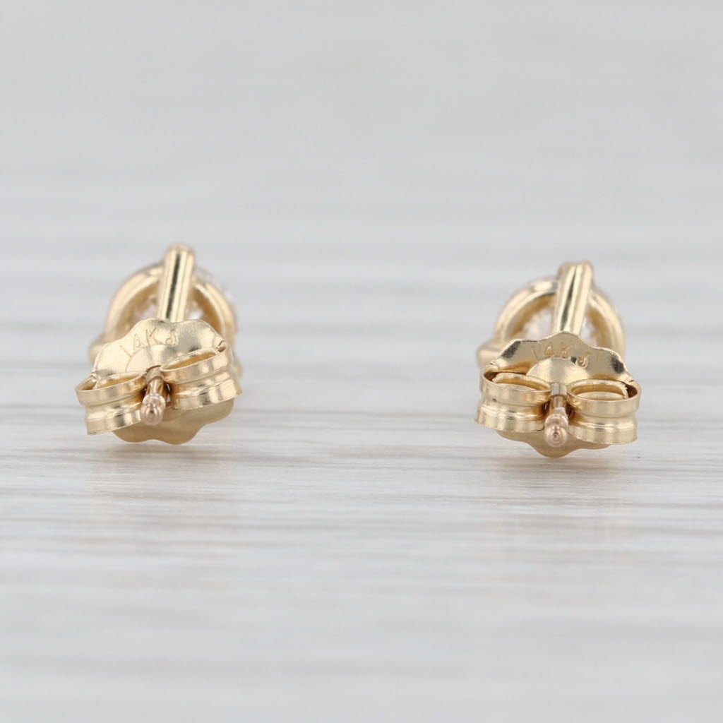 New 0.66ctw Round Brilliant Diamond Solitaire Stud Earrings 14k Gold Studs
