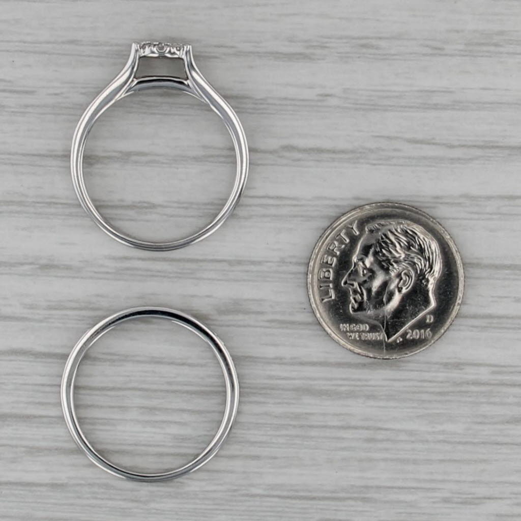 0.35ctw Diamond Halo Engagement Ring Wedding Band Bridal Set 10k White Gold Sz 7