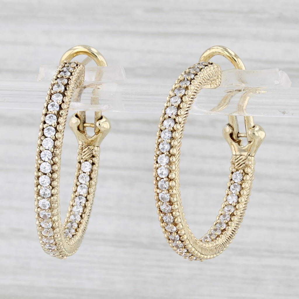 Light Gray Ripka Inside Out Cubic Zirconia Hoop Earrings Sterling Silver Gold Vermeil