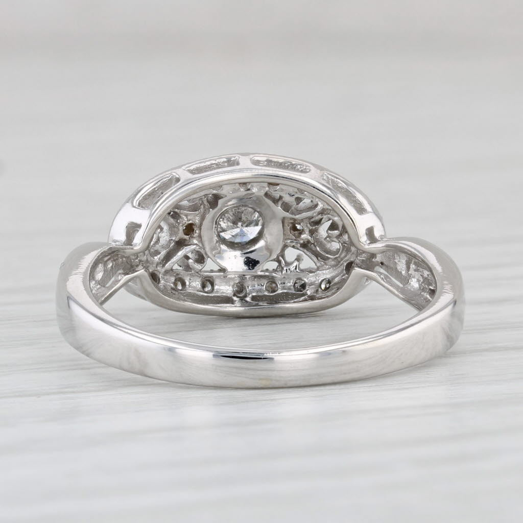 Light Gray Vintage 0.18ctw Diamond Filigree Ring 14k White Gold Size 7.25 Engagement