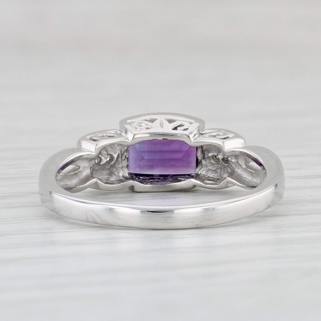 Light Gray 0.64ctw Amethyst Diamond Ring 14k White Gold Size 7.25