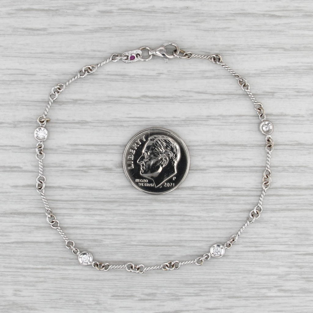 Roberto Coin Diamond by Inch Bracelet 0.16ctw 18k Gold Dog Bone Station Chain
